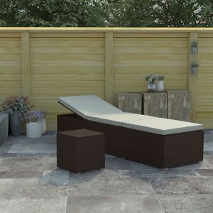 Sonnenliege mit Auflage und Teetisch Poly Rattan Braun , Gartenliegen Design 2024