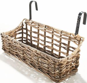 Kobolo Balkonkasten stabil und robust - Rattan - licht geflochten - 50x18x20 cm