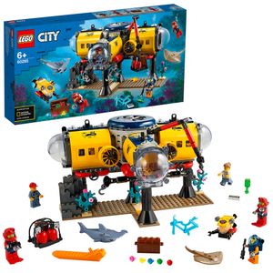 LEGO 60265 City Meeresforschungsbasis, U-Boot-Spielzeug mit Figuren von Meerestieren, tolles Geschenk für Kinder ab 6 Jahre