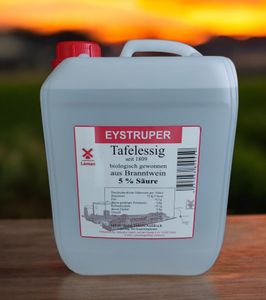 Tafelessig, original Eystruper Tafelessig 5% Säure im 5 Liter Kanister, aus traditioneller Herstellung im Holzbildner, biologisch gewonnen