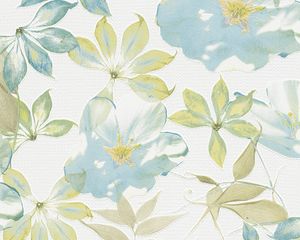 Esprit Home Vliestapete Lakeside, signalweiß, pastellblau, blassgrün, olivgelb, hellgelb, 10,05 m x 0,53 m, 958251, 95825-1