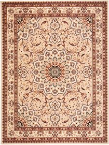 Teppich Wohnzimmer Kurzflor Orient Orientalisch Mandala Muster Creme Beige 120 x 170 cm ( f740a-light )