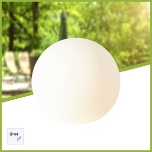 BRILLIANT  Gartenlampe GARDEN mit Strom | hochwertige Outdoor Lampe | Lichtkugel mit Erdspieß, Ø 60cm | 1x E27 Fassung für max. 60W, Kunststoff | weiß