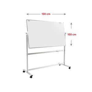 ALLboards Mobiles Whiteboard 150x100cm Magnettafel, Fahrbare Drehtafel, Beidseitig, Magnetisch, Trocken Abwischbar