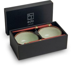 [ AKARUI ] Schalen Set 2x Suppenschale / Reisschale Ø 13cm | H 7cm + 2 Paar Essstäbchen aus Japan