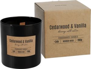 Duftkerze im Glas mit Holzdocht Sn82-095-81 Zedernholz-Vanille