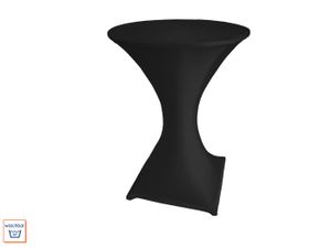 Robuster STEHTISCH klappbar Ø80cm weiß mit Stretch-Husse schwarz, Klapp Tisch