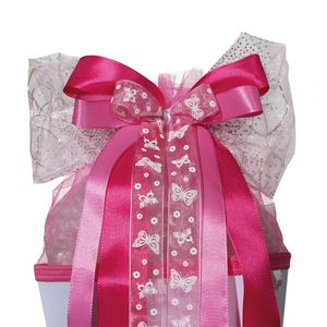 ROTH LED-Schultütenschleife Pink Glamour - fertig gebunden ca. 50 x 23 cm - mit Batterie