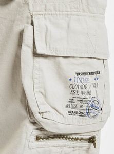 Brandit - Savage Vintage Shorts Old White Cargo gewaschen mit Gürtel Größe XXL