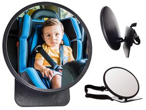 Großer Rücksitzspiegel, BabyView, Sicherheitsspiegel für Babys Durchmesser 19 cm  für alle Autos geeignet perfekt zur Überwachung von Babyschalen und Kindersitzen, für mehr Sicherheit im Auto, einfachste Montage
