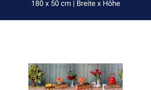 Küchenrückwand Rosen Holz Kanne Kirschen Blüten Gelb M1204 – Aluminium / 180cm / 50cm