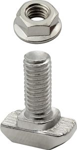 Hammerschraube T-Schraube M6 16mm Nut 8 für Aluprofil 30-er 1 Stück + Mutter