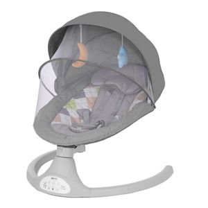 Babywippe, Elektrische Babyschaukel für neugeborene mit Musik und 5 Schwinggeschwindigkeiten, Ab der Geburt bis zu 12 Monaten, 0-9 kg, Farbe: Grau