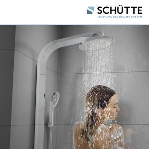 SCHÜTTE Duschpaneel SAMOA RAIN, Regendusche mit Thermostat und Glasablage, Handbrause mit 3 Funktionen, Duschbrause, Dusche Chrom/Hellgrau