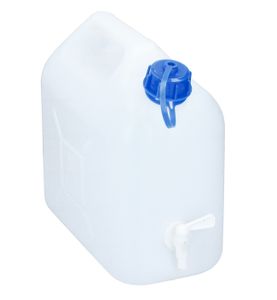 5 Liter Wasser-Kanister mit Schraubverschluß, Ablasshahn und Tragegriff, für Trucker, Camping, Garten etc., schlagfester Kunststoff, lebensmittelecht, weiß