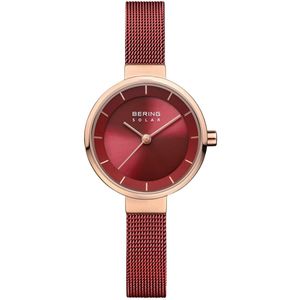 BERING Damen-Armbanduhr Analog Solar rot 14627-363