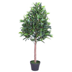 Olivenbaum Olive Künstlich Olivenbusch Kunstbaum Kunstpflanze Künstliche Pflanze Künstlicher Baum Echtholzstamm Innendekoration 110 cm Decovego