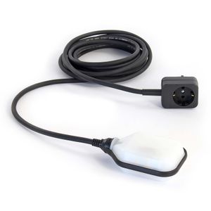 XPOtool Aquastop Überlaufschutz für Pumpen, Pegelschalter für Teiche mit 5 m Kabel und Stecker, Schwimmerschalter schwarz-weiß