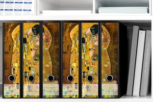 Wallario Ordnerrücken Sticker, selbstklebend für breite Ordner, 6 Stück, Motiv Der Kuss von Klimt