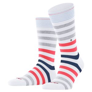 Burlington Herren Socken - Blackpool, Baumwolle, Streifen, Logo, One Size Weiß 40-46