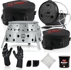 BBQ-Toro 11-teiliges Dutch Oven Set mit Dutch Oven Grill "DOKING", 9 QT Dutch Oven und Zubehör