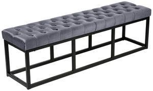 CLP Sitzbank Polson Samt mit schwarzem Metallgestell, Farbe:grau, Größe:150 cm