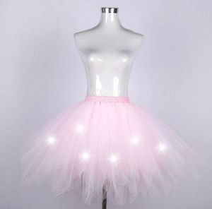 Röcke Junggesellenabschied Tütü Tüllrock Petticoat Ballett Reifrock 4 Lagen Rock,Farbe:Hell Pink,Größe:M