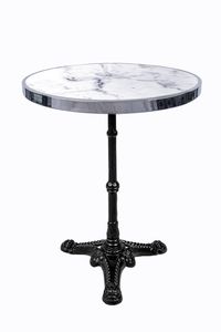 SIT Möbel Bistro-Tisch rund | weiße Marmorplatte mit Chromrahmen | Gestell Gusseisen schwarz | B 57 x T 57 x H 71 cm | 09996-11 | Serie THIS & THAT