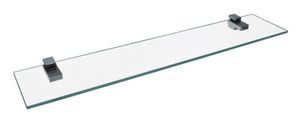 FACKELMANN Glasablage 60 cm / Wandregal für Badaccessoires / Maße (B x T): ca. 60 x 12 cm / Wandablage mit 6 mm Stärke / hochwertiges Glasregal mit Halterungen / Wandregal fürs Bad / Badregal fürs WC