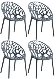 CLP 4er Set Stuhl Hope stapelbar und mit modernem Design, Farbe:anthrazit