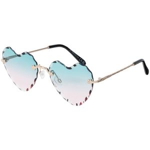 Damen Sonnenbrille Herz Form Designer 80er Modern Urlaub Sommer Strand 30564 Türkis-Rosa