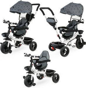 Stars Dreirad, Laufrad, Kinderdreirad, Baby Fahrrad 3-in-1 - bis 25 kg - Kinderwagen mit Lenkstange & Drehbarer Sitz