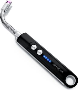 Zapalniczka łukowa Brandson, zapalniczka w sztyfcie, zapalniczka elektryczna, zapalniczka USB, zapalniczka do świec ze wskaźnikiem poziomu baterii LED, do kuchni, świec, kuchenek gazowych, grilla