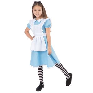 Bristol Novelty - Kostým "Tradičná Alica" pre dievčatá BN3141 (S) (modrá/biela/čierna)