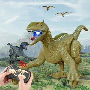 Dinosaurier-Spielzeug Für Jungs Fernbedienung Dinosaurier Für Kinder Realistischer Velociraptor Mit Gehendes Brüllen Schütteln grün