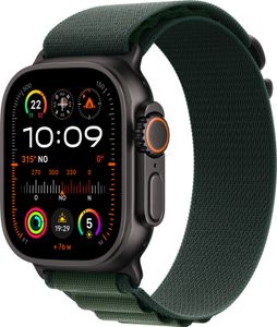 Apple Watch Ultra 2 GPS+ Cellular 49mm Black Titanium Case with Dark Green Alpine Loop