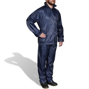 dereoir Blaue Regenbekleidung für Männer 2-teilig mit Kapuze Größe XL