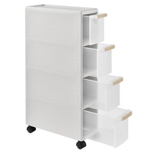 [en.casa]® Rollregal - Weiß - 85 x 18 x 46,5 cm - Küchenregal Küchenwagen Rollwagen Nischenregal