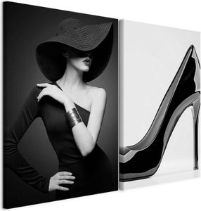 B&D XXL - Handart Bilder Set Elegantes Frau Porträt Kunstdrucke auf Leinwand 40x30cm 2 Teilig je 20x30cm Collage 2er Mehrteiligen Gemälden Vlies Leinwandbild mit Struktur - Luxus h-C-10063-b-a