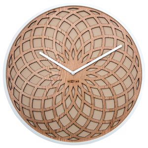 NeXtime zegar ścienny SUN SMALL Ø 35cm cichy okrągły drewniany zegar kwarcowy do salonu kuchni