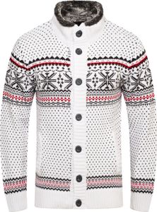 behype. Herren Strickjacke BKIANA Strickjacke Grobstrick Norweger-Muster Strickpullover