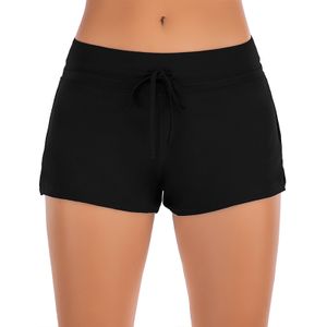 Frauen Tankini Shorts Unifarben Bikinihose Bikini Slips Badeanzüge Badehose Strandhose,Farbe:Schwarz,Größe:L