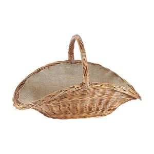 Kobolo Kaminholzkorb Holzkorb für Kaminholz - gekochte Weide - Leinenstoff - oval
