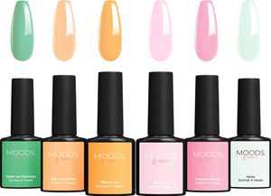 Moods Gellac 6-teiliges Nagellack Set – 8ML – Gel-Nagellack – Gel-Nagellack – UV-LED-Gel-Nagel – Maniküre-Set – Semi-permanenter Gellack (Summer in Hawaii)