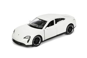 Porsche Taycan Turbo S 12cm Modellauto Rückzug Welly Metall Modell Auto Spielzeugauto Geschenk Kinder Spielzeug 27 (Weiss)