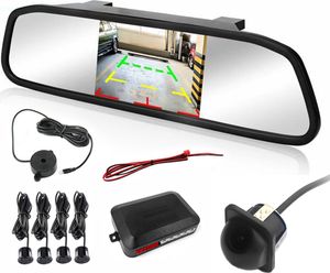 Rückfahrwarner und Einparkhilfen, 4,3-Zoll-Auto HD Rückspiegel Monitor, mit Backup Kamera Kit, Radarerkennung, wasserdichte Nachtsicht Rückfahrkamera