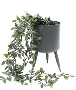 DanDiBo Blumentopf mit Füßen Pflanztopf Blumenkübel mit Beinen Metall Grau 23 cm 96260 M Modern Pflanzenständer