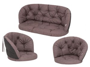 SC  Set aus drei bequemen Kissen für Gartenmöbel. Zwei Kissen für Gartenstühle und ein Kissen für ein Gartensofa. Bequeme Kissen für Rattanmöbel 1x Sofakissen + 2x Stuhlkissen - Braun