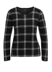 CRéATION L PREMIUM Damen Wolle-Alpaka-Pullover, schwarz-grau, Größe:48