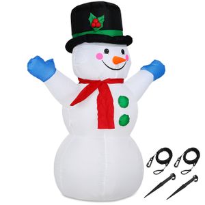 Monzana Aufblasbarer Schneemann XL 120cm LED Beleuchtung Befestigungsmaterial Weihnachtsdeko Außen Weihnachten Figur